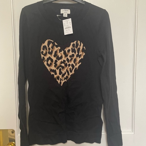 J. Crew Leopard-heart Teddie sweater - Picture 2 of 4